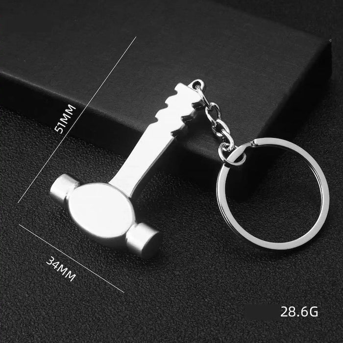 Double-Sided Hammer Metal Key Ring – Handy Gift for Him