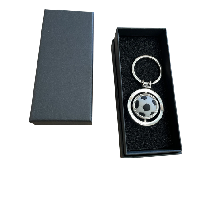 Spinning Soccer Ball Metal Key Ring in Gift Box