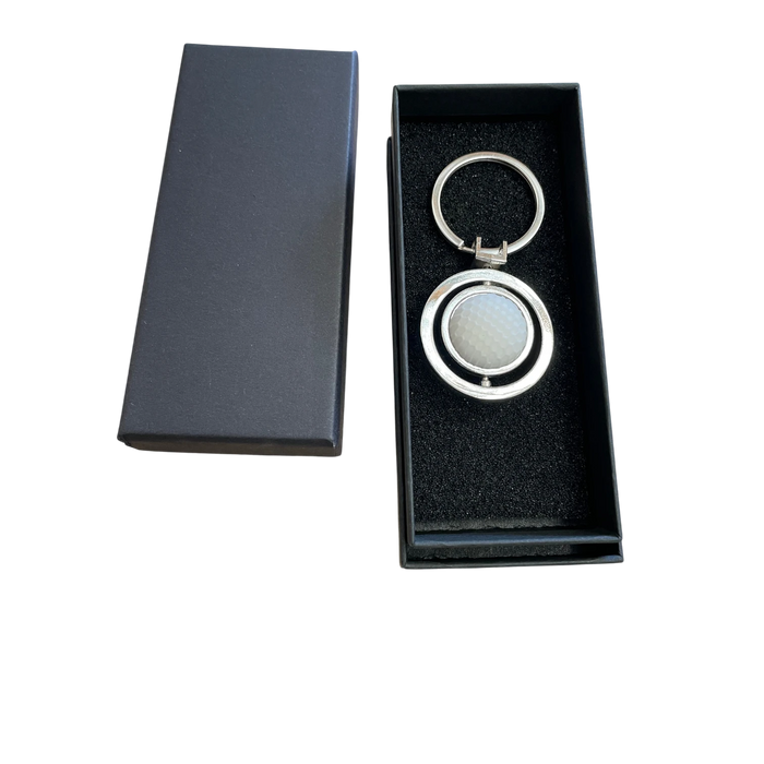 Spinning Golf Ball Metal Key Ring in Gift Box