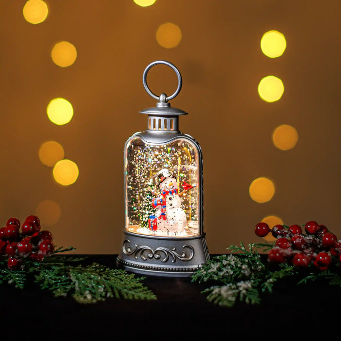 Mini Snowing Bristol LED Lantern with Snowman