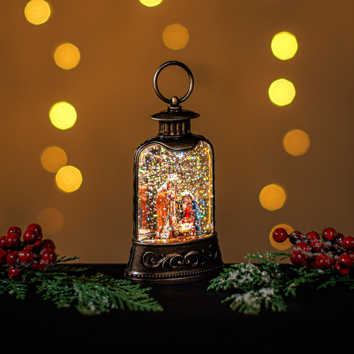 Mini Snowing Bristol LED Lantern with Nativity Scene