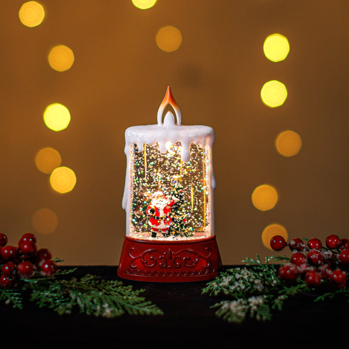 Mini Snowing LED Candle with Santa