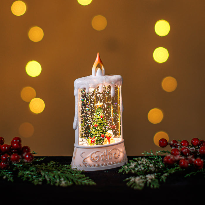 Mini Snowing LED Candle with Christmas Tree