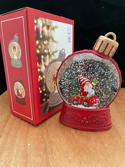 Mini Snowing LED Bauble with Gnome