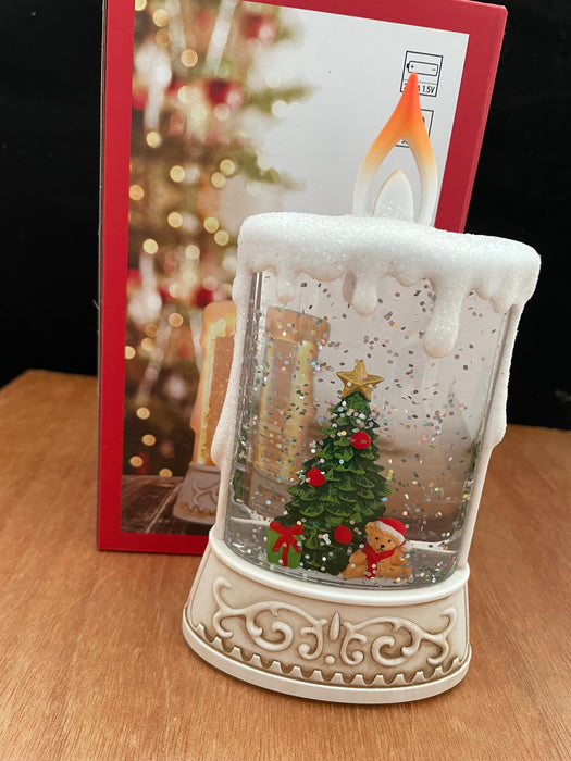 Mini Snowing LED Candle with Christmas Tree