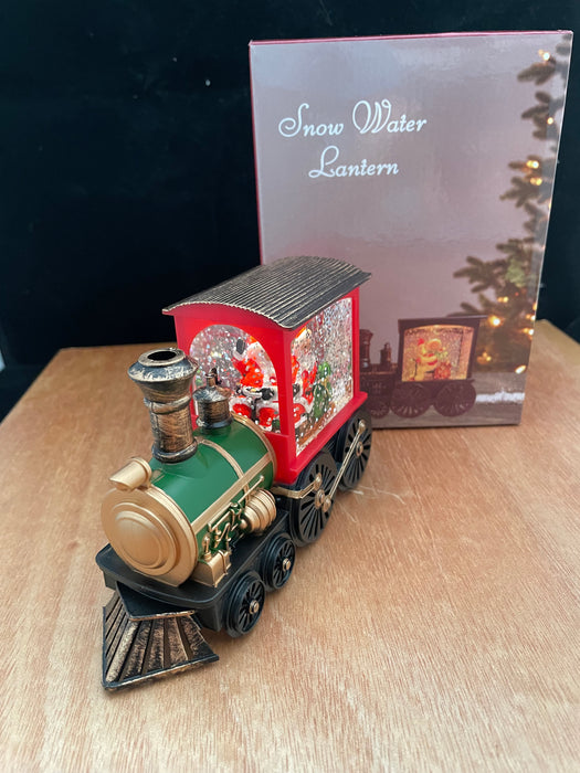 Mini Snowing Train LED Lantern with Santa