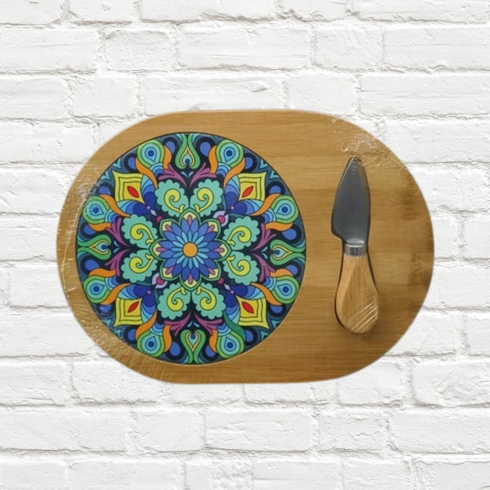 Bamboo Cheese Board Set – Betrix Tile Inlay with Cheese Knife