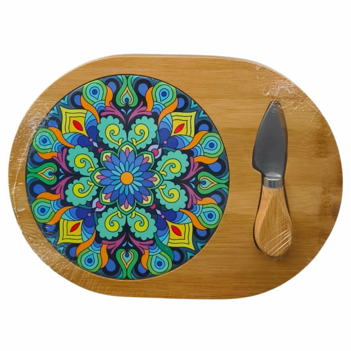 Bamboo Cheese Board Set – Betrix Tile Inlay with Cheese Knife