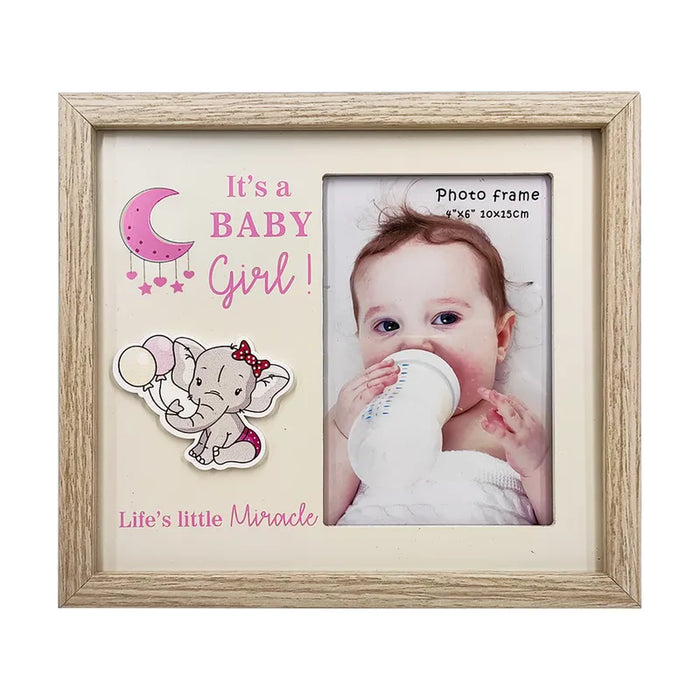 Baby Photo Frame - Blue or Pink Elephant