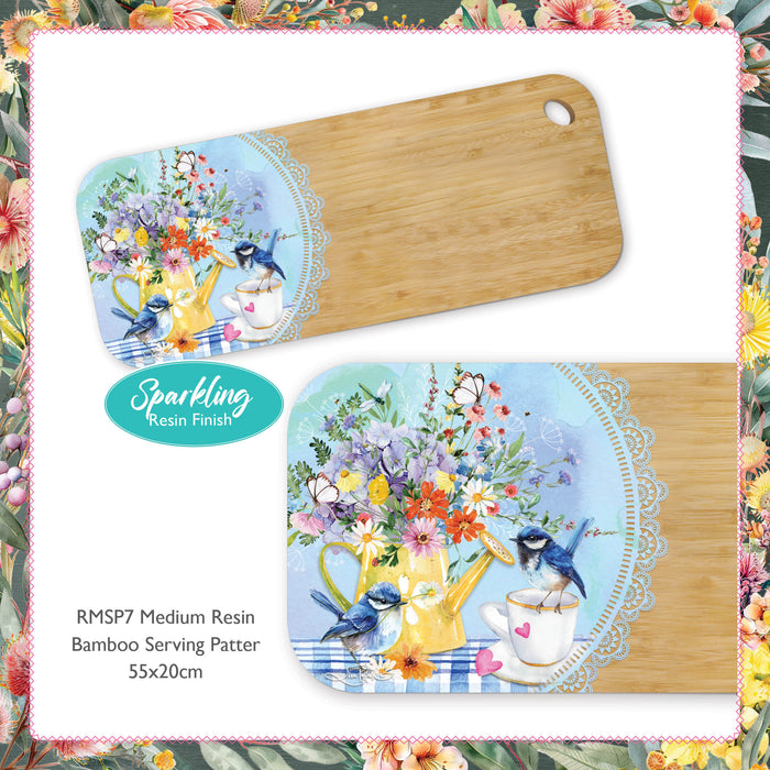 Bamboo Serving Platter with Resin Overlay - 45x18cm