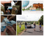 Collage of images including a person holding a card, a box labeled 'Getting Lost', and people walking towards a vintage car.