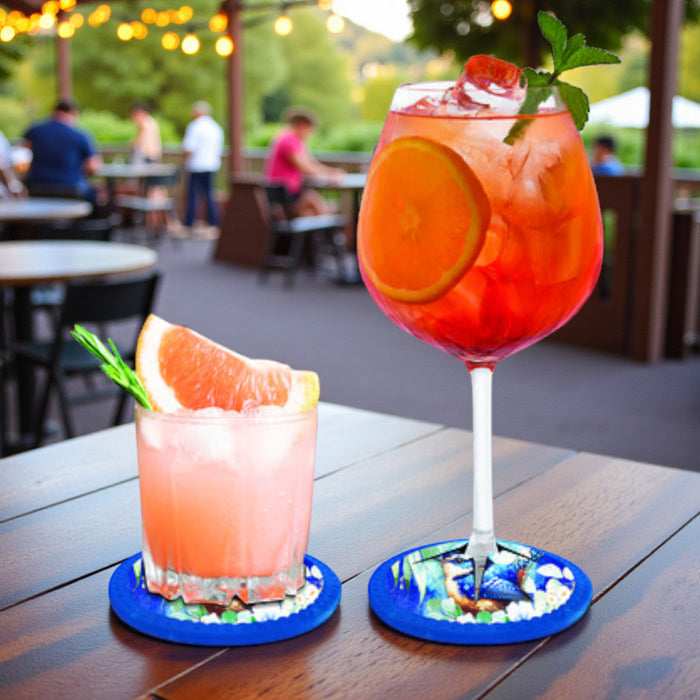 Magical Menagerie Wine Glass Coasters Neoprene