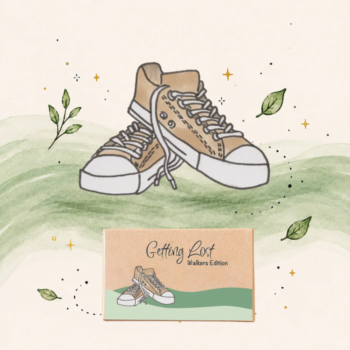 Illustration of a brown sneaker with a matching box on a green background
