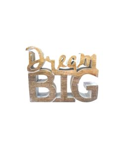 Dream Big Wooden Shelf Sitter | Inspirational Timber Word Block Décor
