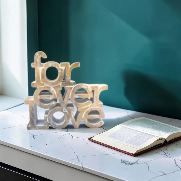 Forever Love Wooden Shelf Sitter | Inspirational Timber Word Block Décor
