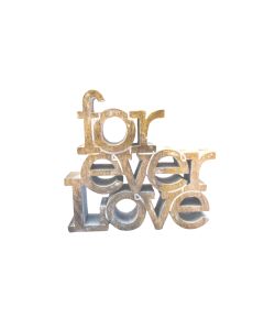 Forever Love Wooden Shelf Sitter | Inspirational Timber Word Block Décor