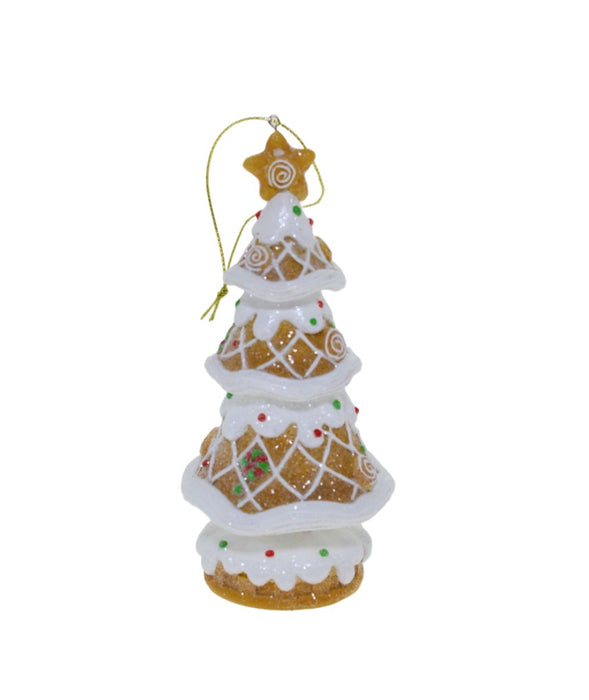 Frosted Gingerbread Tree Decoration - 15cm