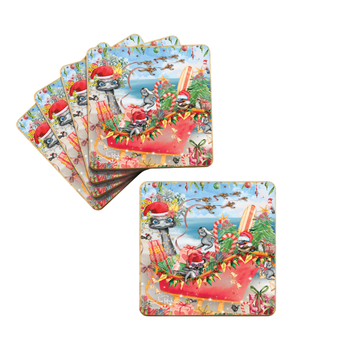 Festive Frivolities Christmas Coaster Set by Lisa Pollock