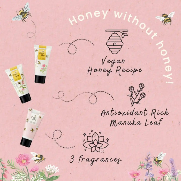 Cosmetic products with honey theme on a pink background