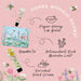 A pink promotional graphic showing multiple beauty products with illustrated bees and floral artwork. Visible items include a tube of lip balm, a reusable tin, and a hand cream tube, with text reading 'Honey without honey!' and product descriptors like 'Vegan Honey Lip Balm,' 'Reusable Tin,' 'Antioxidant Rich Manuka Leaf,' and 'Enriched Hand Cream.