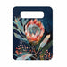 Great Southern Lands ceramic server featuring vibrant coral protea and Australian native foliage on a navy blue background