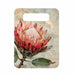 Great Southern Lands ceramic server featuring a large pink king protea flower and green foliage on a vintage beige background
