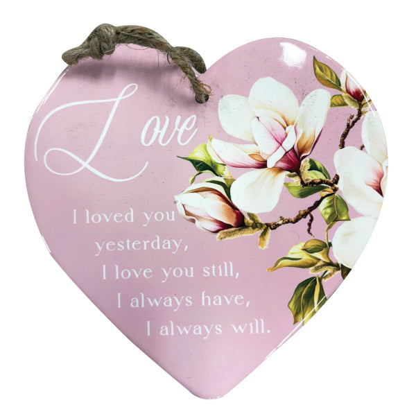 Ceramic Hanging Heart Plaque - Magnolia Range