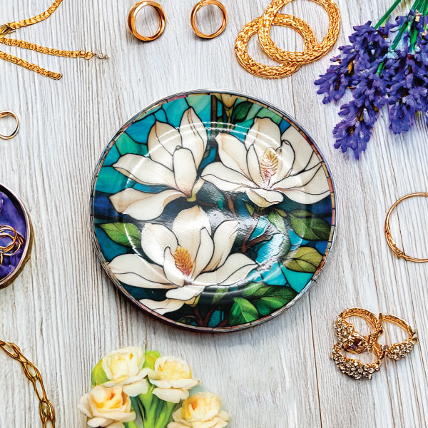 Ceramic Trinket Plate - Magnolia Stained Glass Look Range