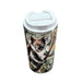 A stainless steel travel tumbler with a white lid, featuring a printed illustration of a koala on a tree branch.