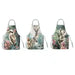 Three aprons displayed side by side, each featuring a different nature-themed illustration: a kookaburra on the left, a kangaroo in the center, and a koala on the right. The aprons have a muted, vintage watercolor style with green, gray, and pink tones.