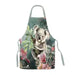 A kitchen apron featuring a detailed graphic print of a koala sitting among eucalyptus leaves and pink flowers, with a neck loop and waist ties.