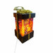 Black and gold light-up Christmas gift box ornament with nativity scene