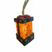 Green light-up Christmas gift box ornament with snowflake and Christmas tree design 