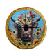 Lisa Pollock Sunny Highland neoprene wine glass coaster with cow, sunflowers and chickens