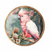 Midnight Australiana ceramic trivet featuring a pink cockatoo among Australian native flowers and foliage.
