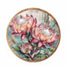 Midnight Australiana ceramic trivet featuring pink waratah flowers and green native foliage
