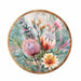 Midnight Australiana ceramic trivet featuring pink waratah flowers and Australian native foliage