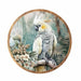 Midnight Australiana ceramic trivet featuring a white cockatoo perched among Australian native foliage