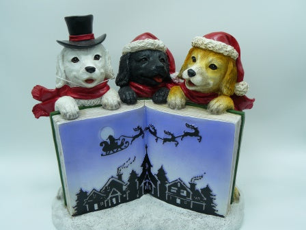 3 Dogs with LED Christmas Book - 25cm