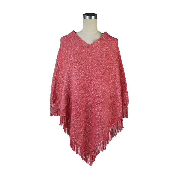 Navy or Pink Poncho with Silver Thread, Free Size