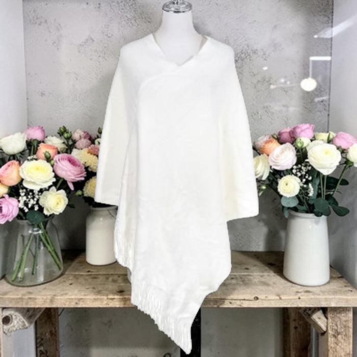 Poncho Light Cream Knit - Free Size