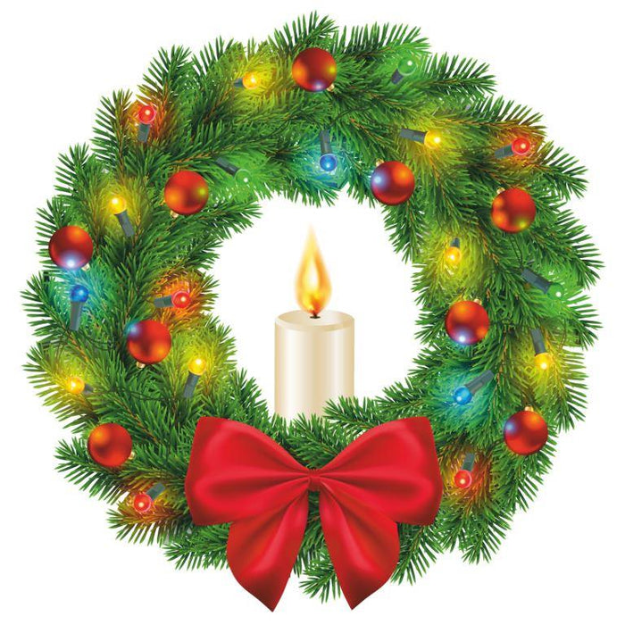 Statix Christmas Wreath Window/Glass Decal with Flickering Candle Light
