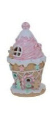 LED Gingerbread Houses - 20.8cm Mint and Pink