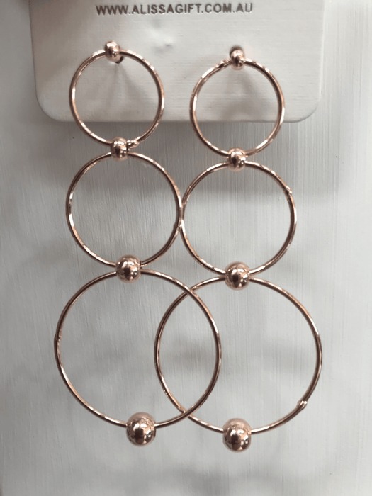 3 Hoop Drop Earrings Jewellery Alissa Rose Gold 