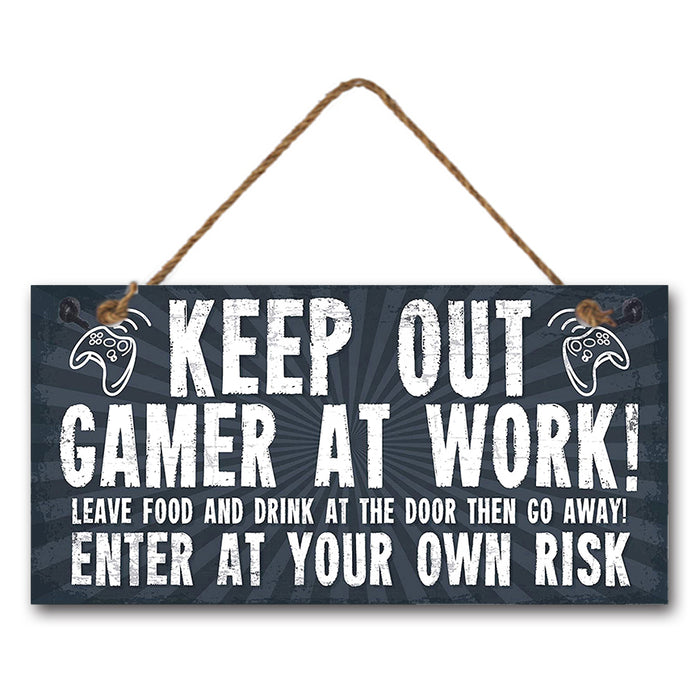 Gamer at Work MDF Wall Hanging Black and White