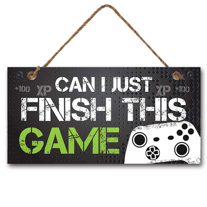 Can I Just Finish This Game MDF Wall Hanging Black, White and Green