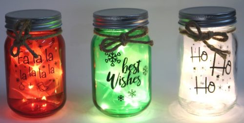 Glass Light up Christmas Jars