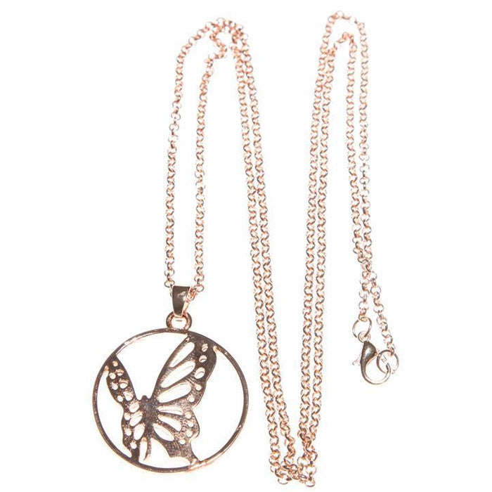 Butterfly Pendant Necklace - Rose-Gold Jewellery Zizu 