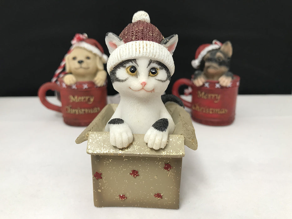 Cat in a Box Christmas Ornament Christmas Nicholas 