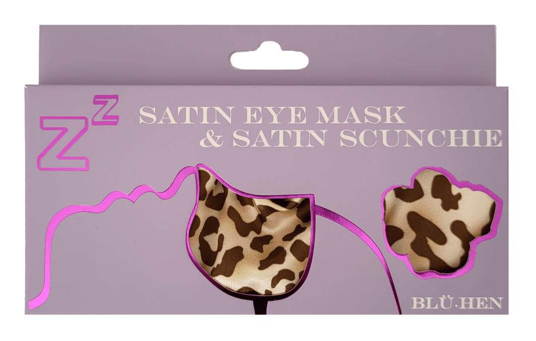 Eye Mask and Scrunchie Set - Satin Clothing Artico Leopard Print 
